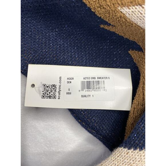 Scully Western Aztec Boho Embroidered Denim Sweater Jean Jacket Women’s Small - Picture 8 of 11